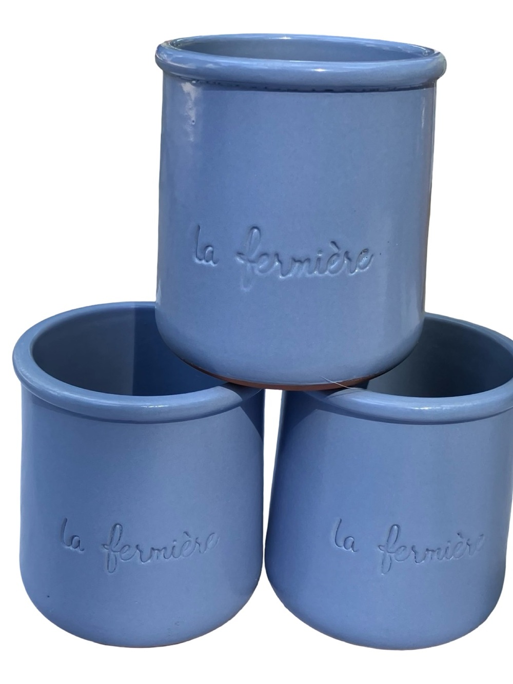 La Fermiere Zodiac Yogurt Terra Cotta Pot Scorpio Sagittarius Periwinkle Lot 3x